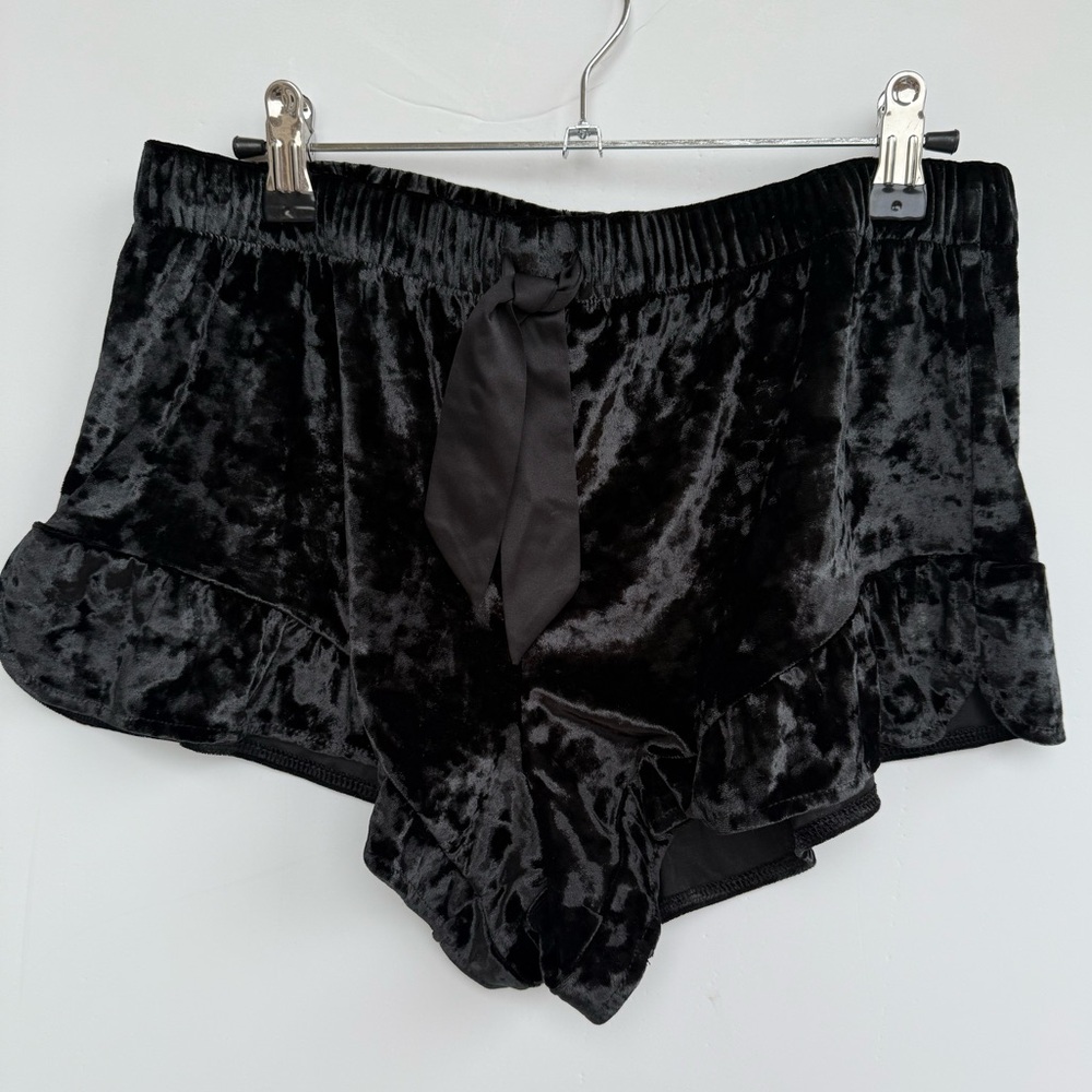 Victoria Secret Black Velvet Pajama Set (cami top with shorts)